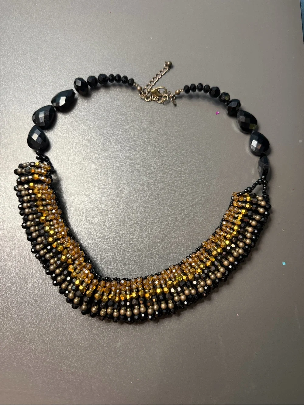 & Other Stories Black and Gold Multi-Strand Beaded Necklace
